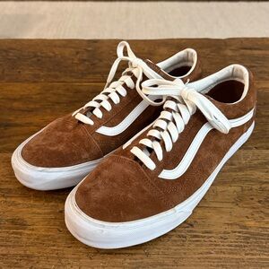 Mens Vans Brown Pig Suede Old Skool Skate Sneakers Size 10